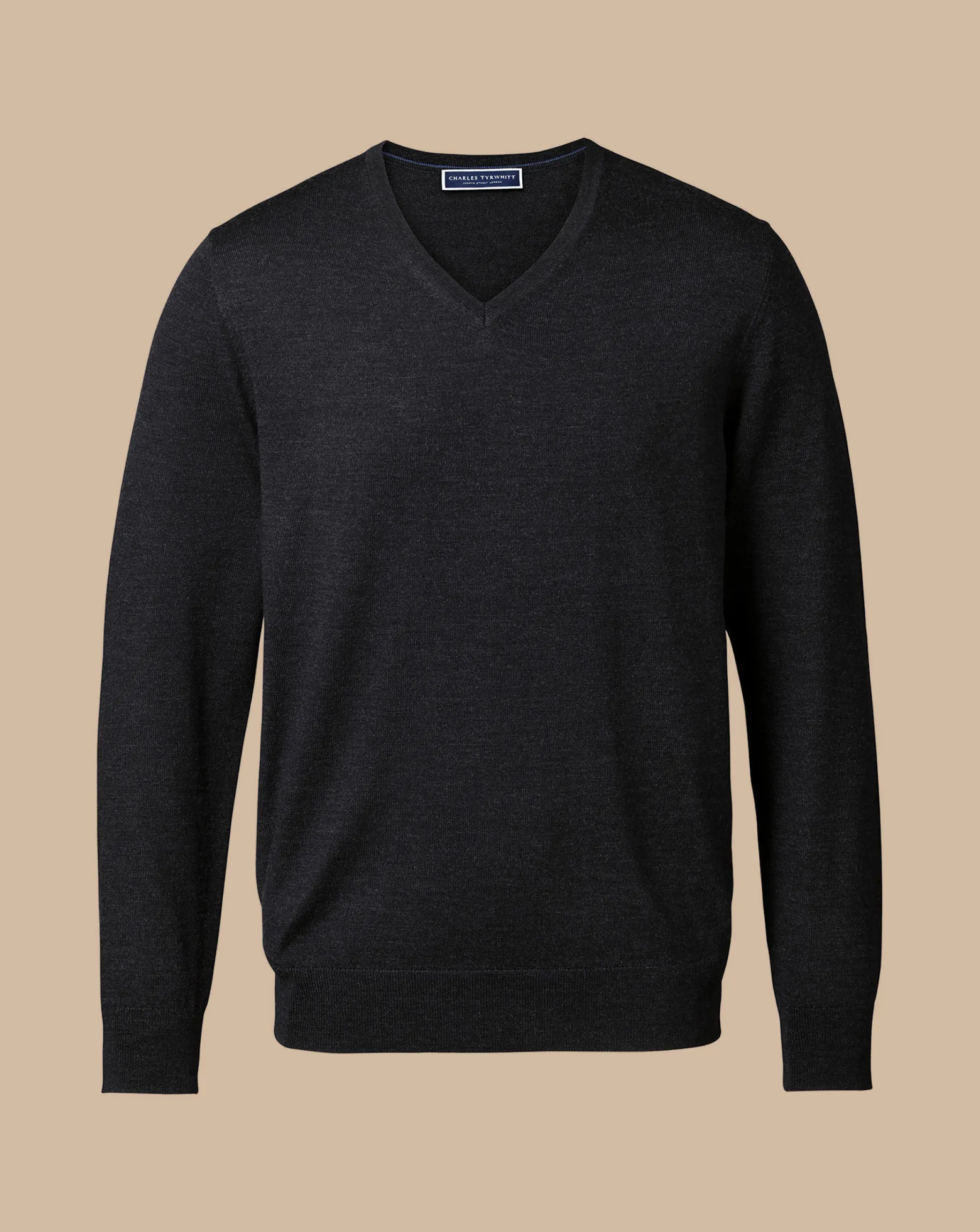 V-Neck Sweaters|Sweaters<Charles Tyrwhitt Merino V-Neck Sweater - Grey Charcoal
