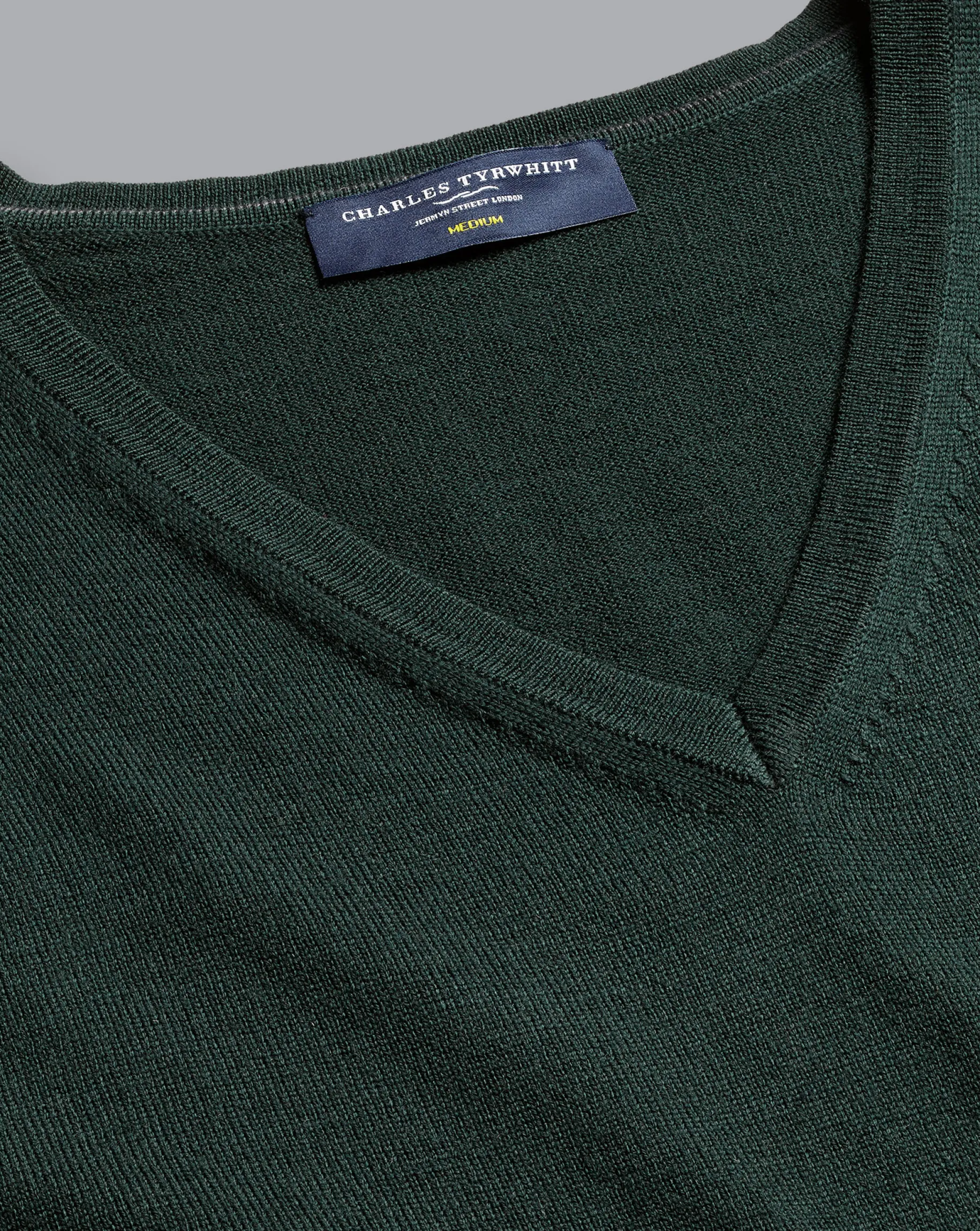 Sweaters<Charles Tyrwhitt Merino V-Neck Sweater - Forest Green