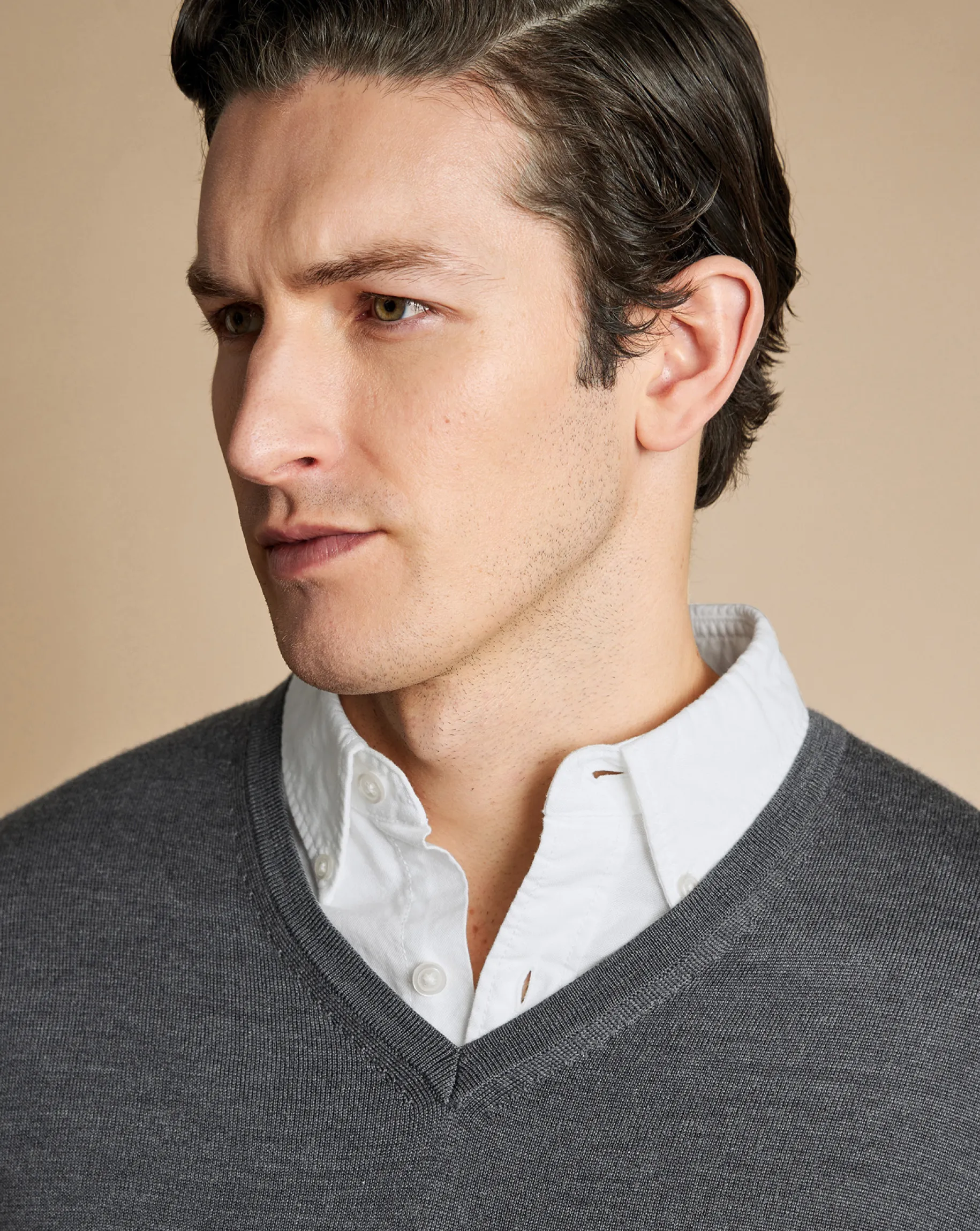 V-Neck Sweaters|Sweaters<Charles Tyrwhitt Merino V-Neck Sweater - Grey