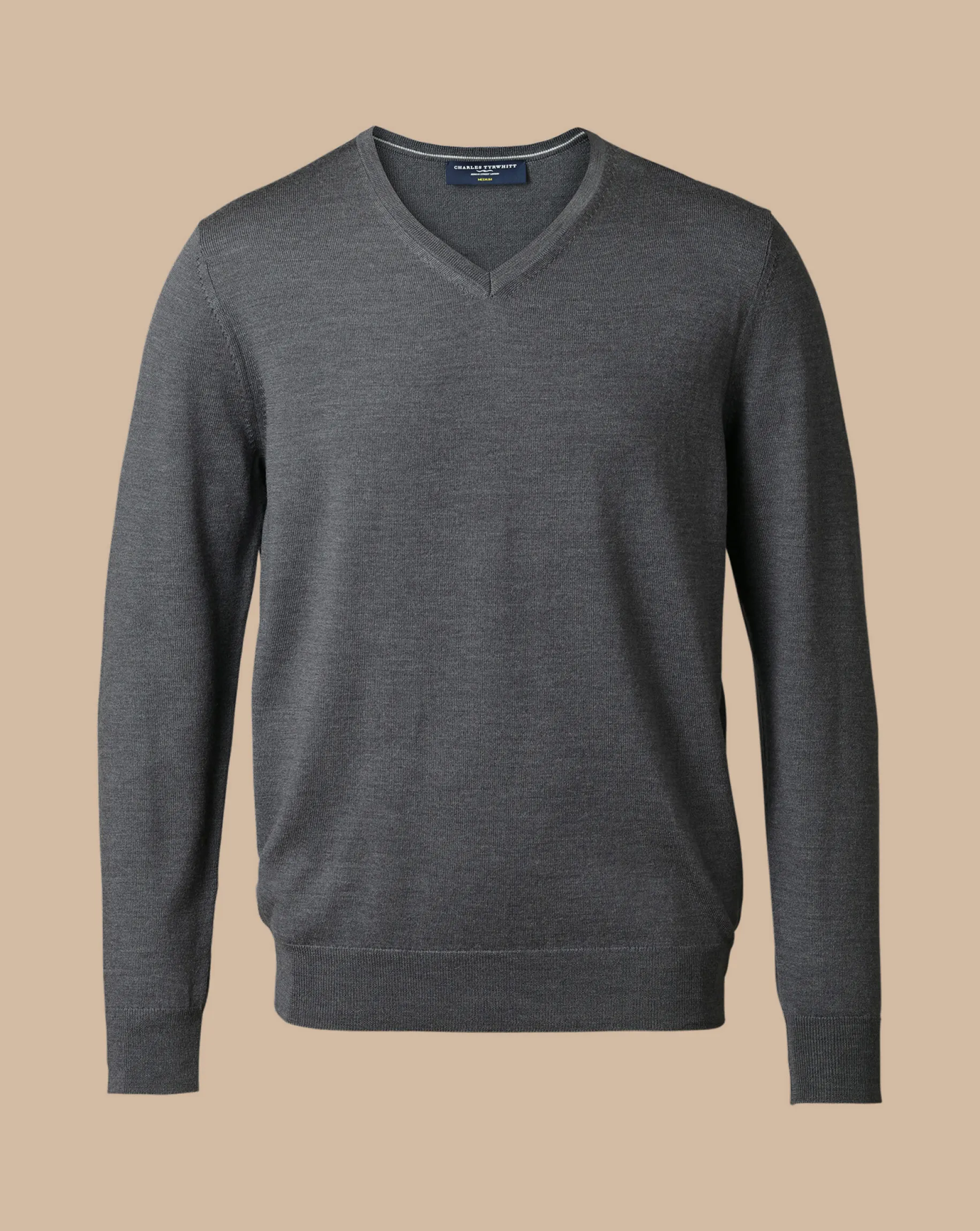 V-Neck Sweaters|Sweaters<Charles Tyrwhitt Merino V-Neck Sweater - Grey