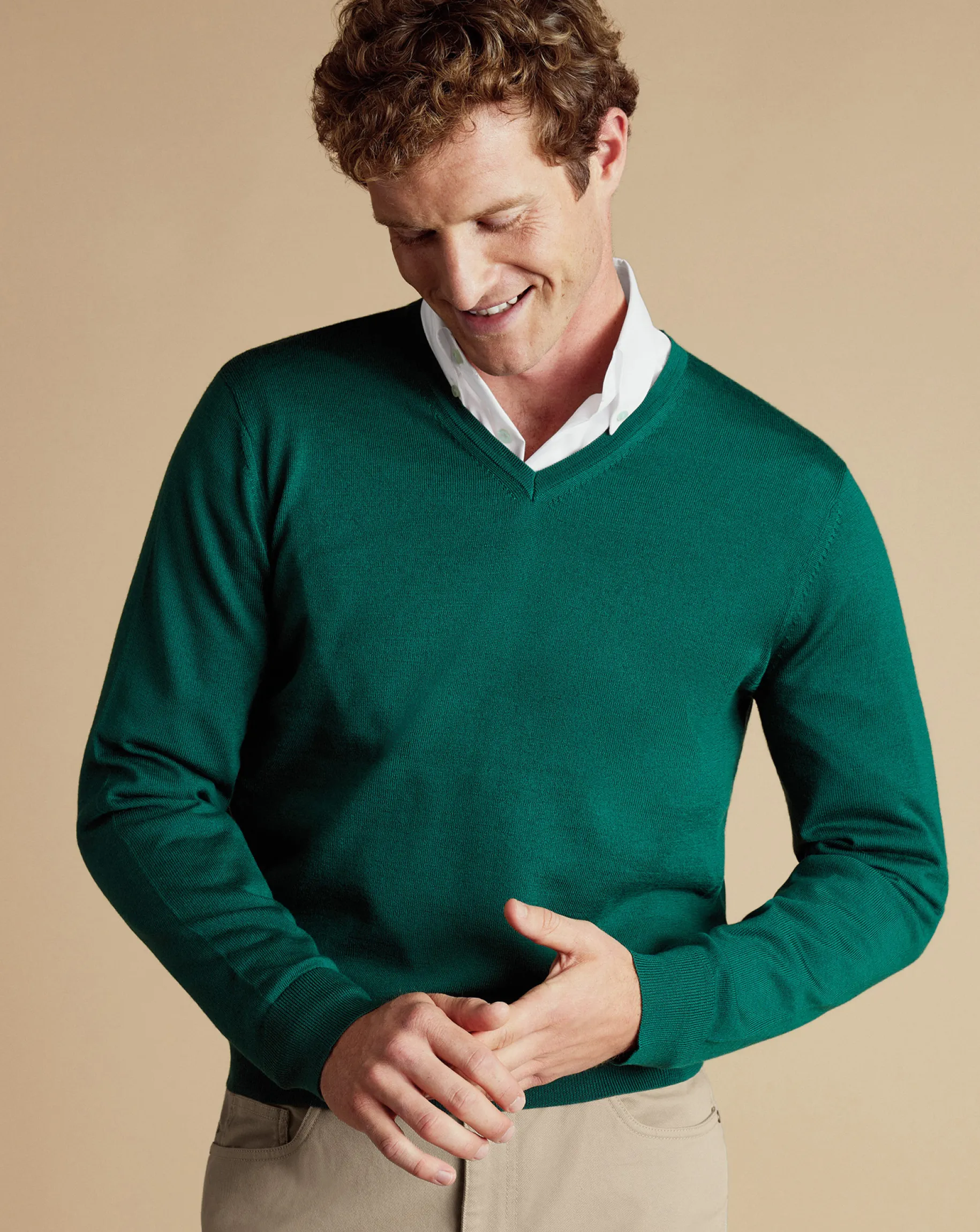 V-Neck Sweaters|Sweaters<Charles Tyrwhitt Merino V-Neck Sweater - Green