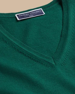V-Neck Sweaters|Sweaters<Charles Tyrwhitt Merino V-Neck Sweater - Green