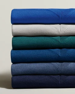 V-Neck Sweaters|Sweaters<Charles Tyrwhitt Merino V-Neck Sweater - Melange Indigo