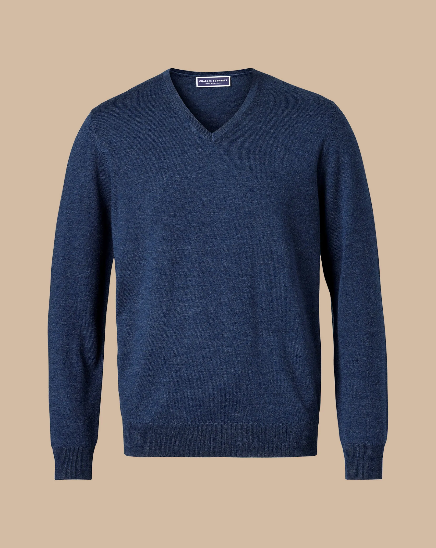 V-Neck Sweaters|Sweaters<Charles Tyrwhitt Merino V-Neck Sweater - Ink Blue
