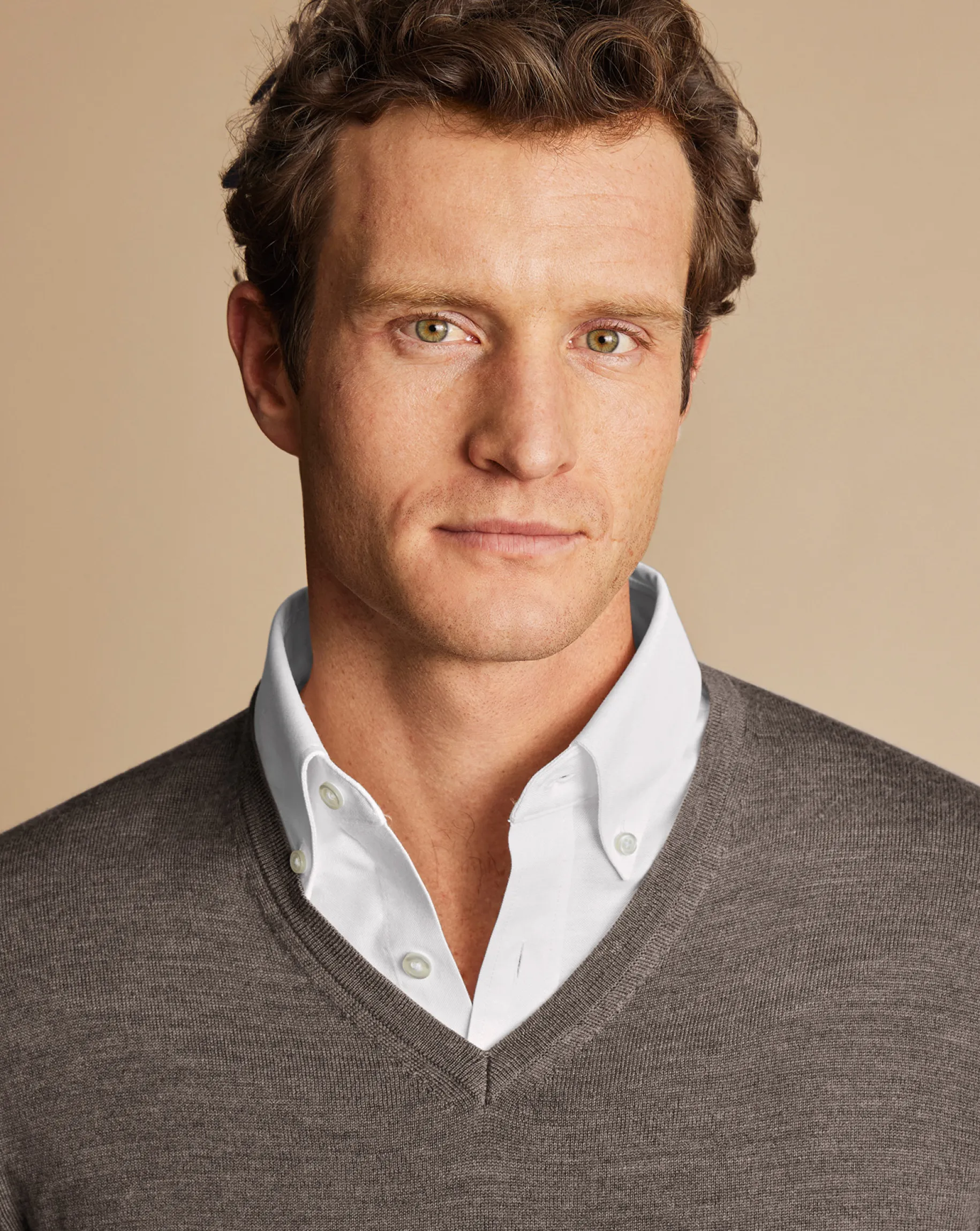V-Neck Sweaters|Sweaters<Charles Tyrwhitt Merino V-Neck Sweater - Mocha