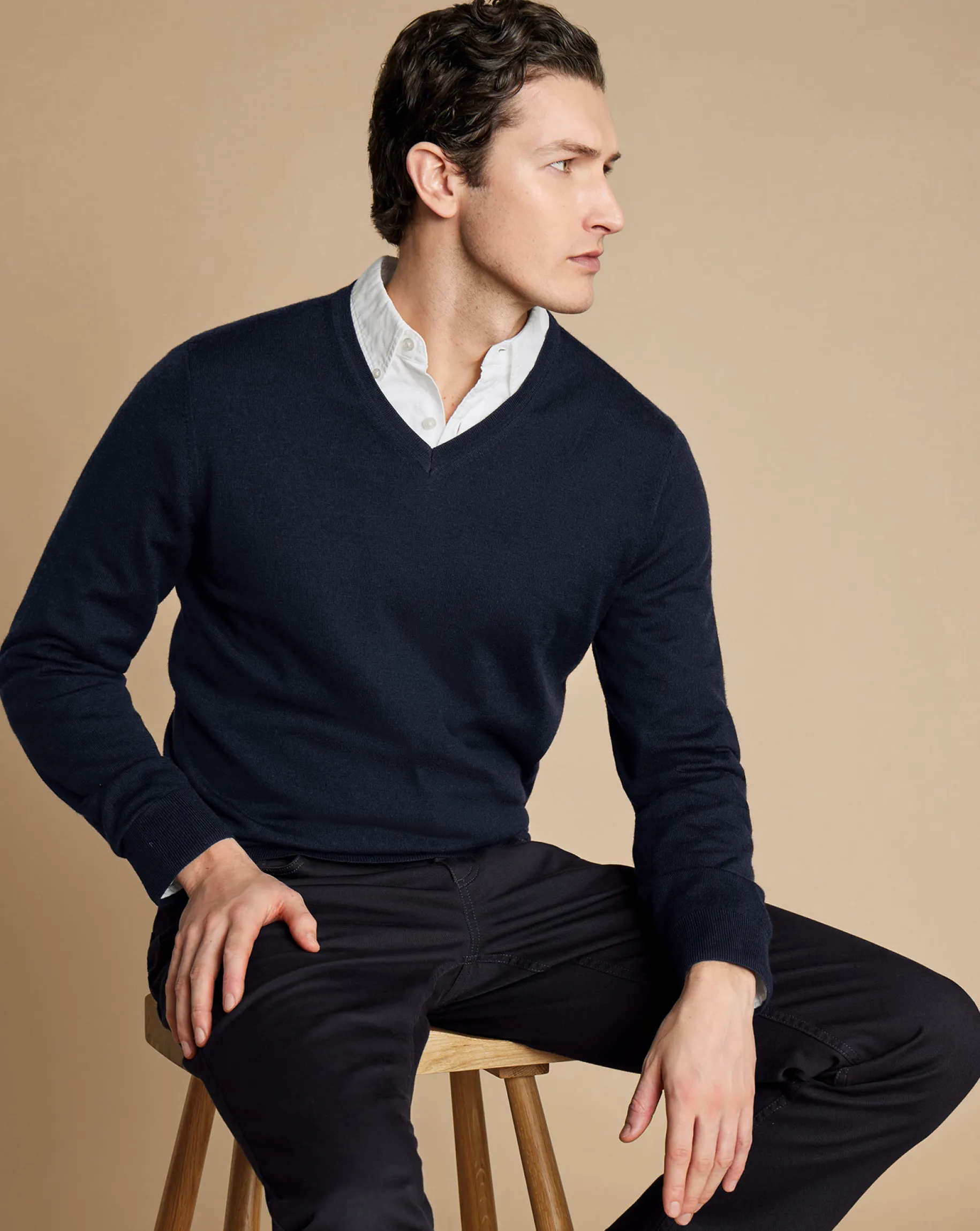 V-Neck Sweaters|Sweaters<Charles Tyrwhitt Merino V-Neck Sweater - Navy