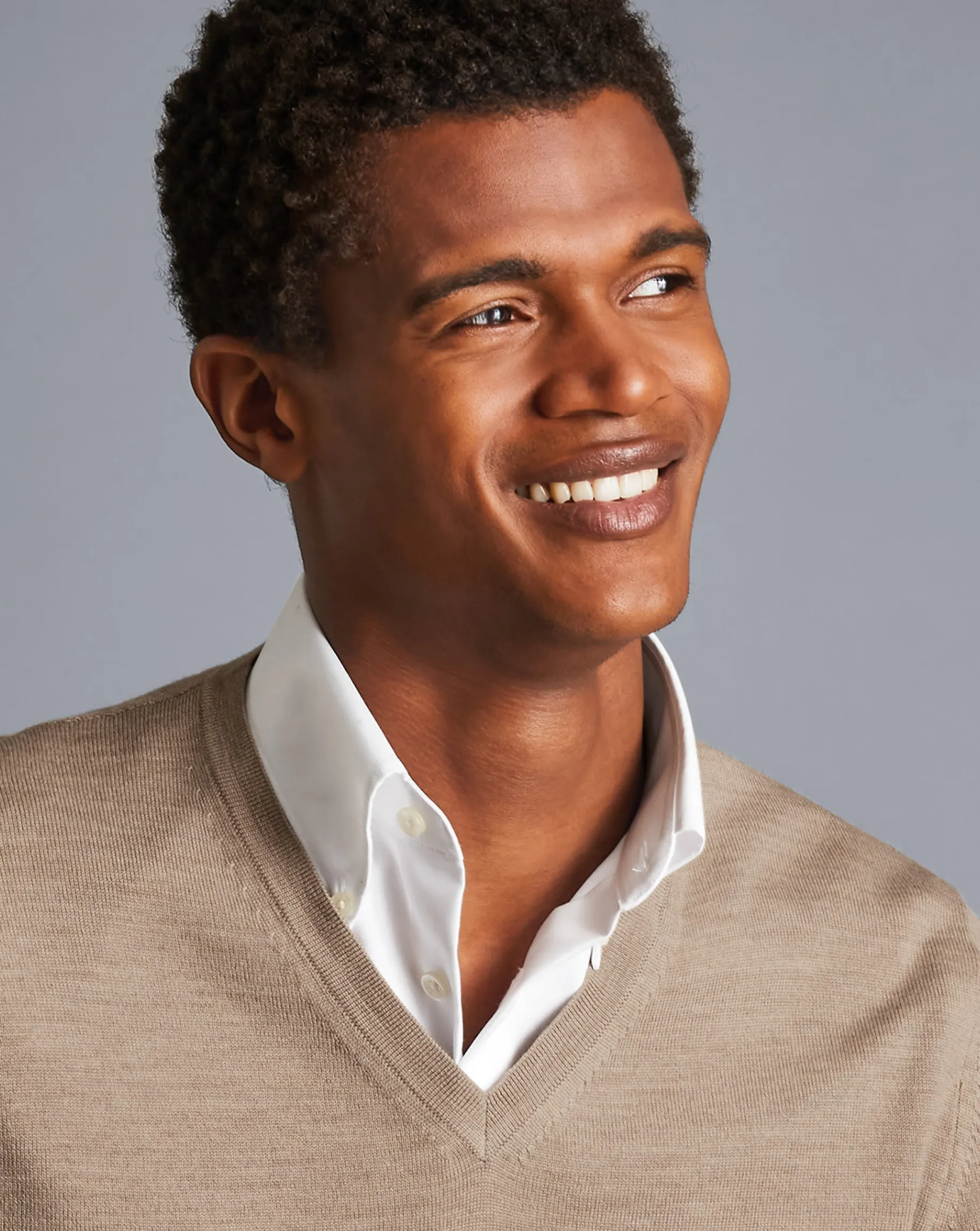 Sweaters<Charles Tyrwhitt Merino V-Neck Sweater - Oatmeal