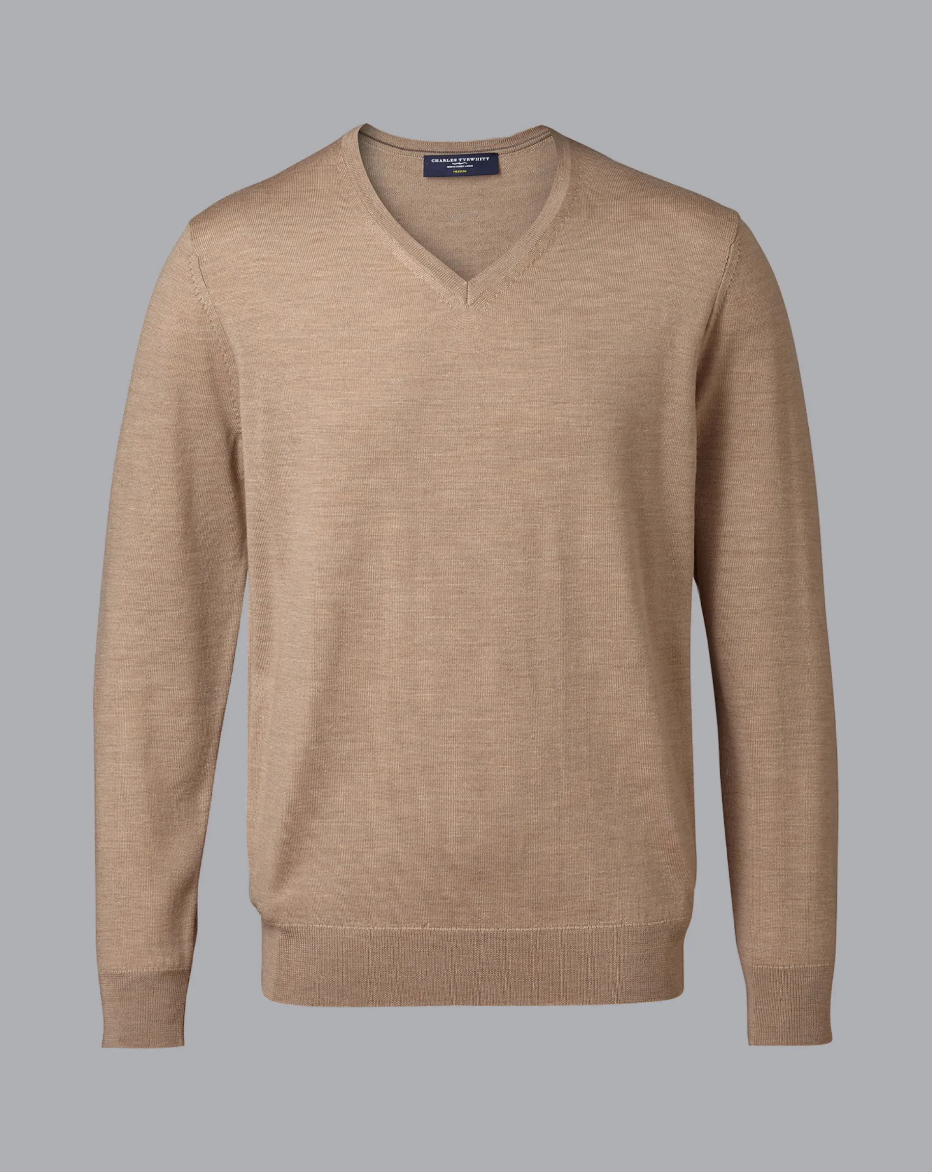 Sweaters<Charles Tyrwhitt Merino V-Neck Sweater - Oatmeal