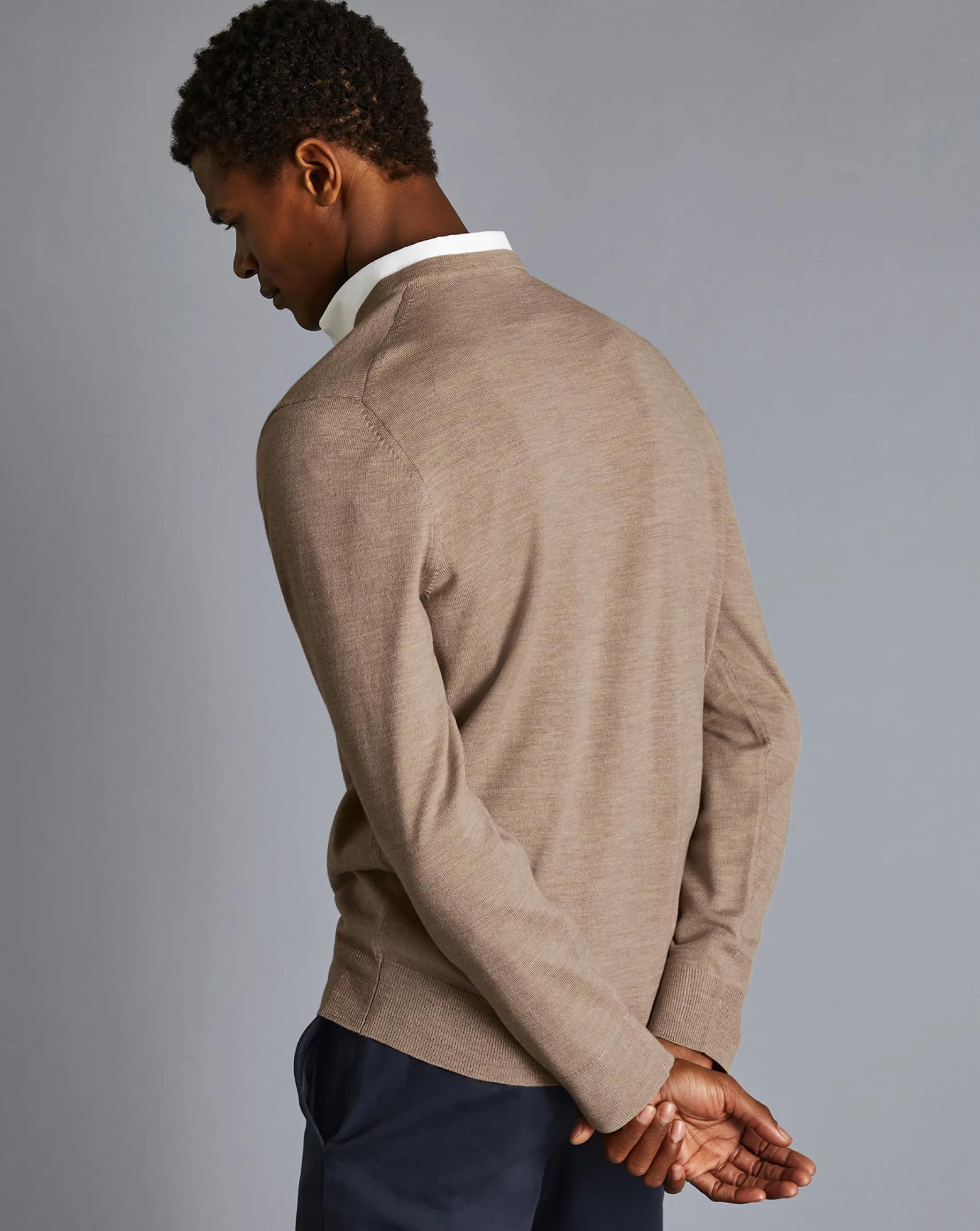 Sweaters<Charles Tyrwhitt Merino V-Neck Sweater - Oatmeal