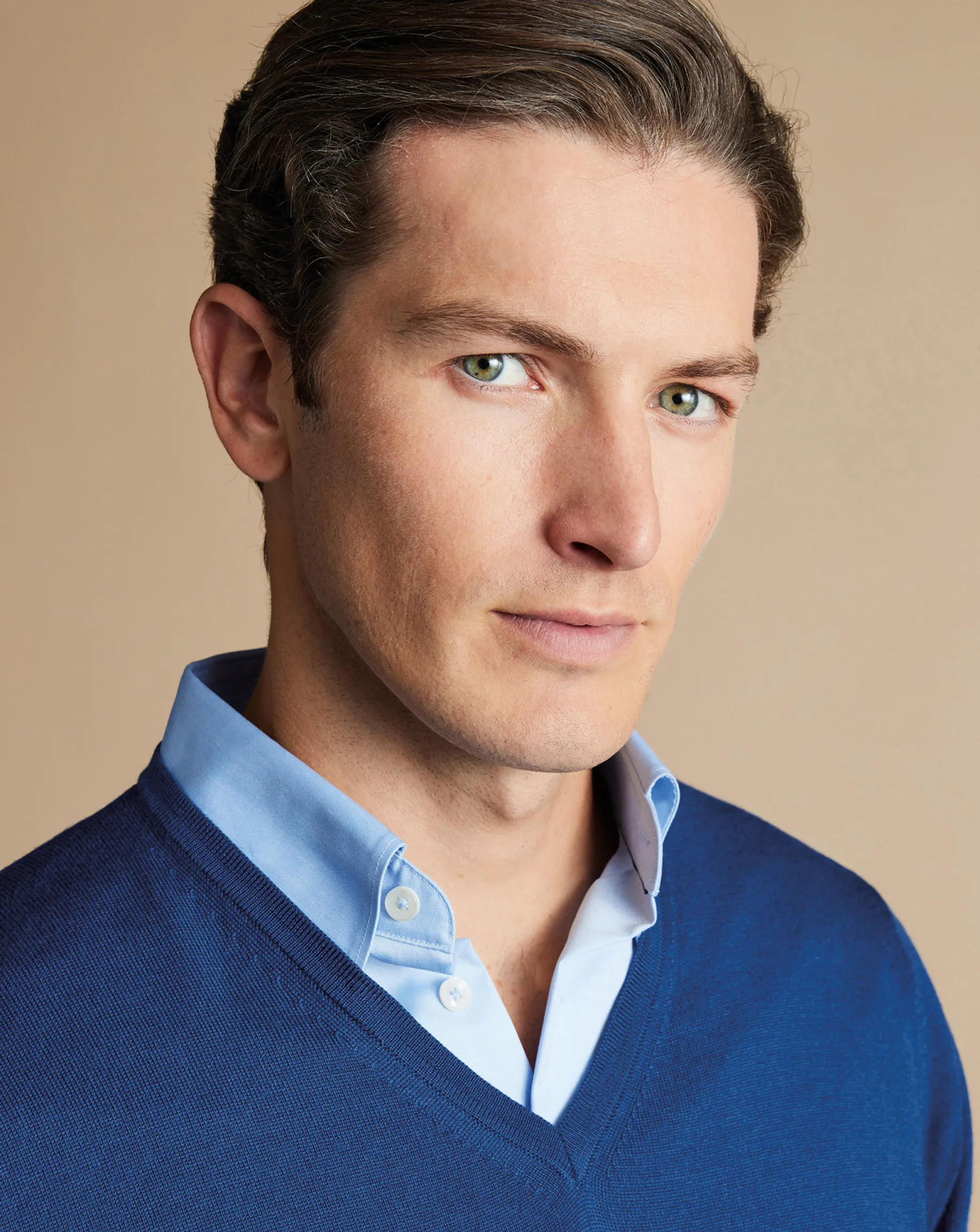 V-Neck Sweaters|Sweaters<Charles Tyrwhitt Merino V-Neck Sweater - Ocean Blue