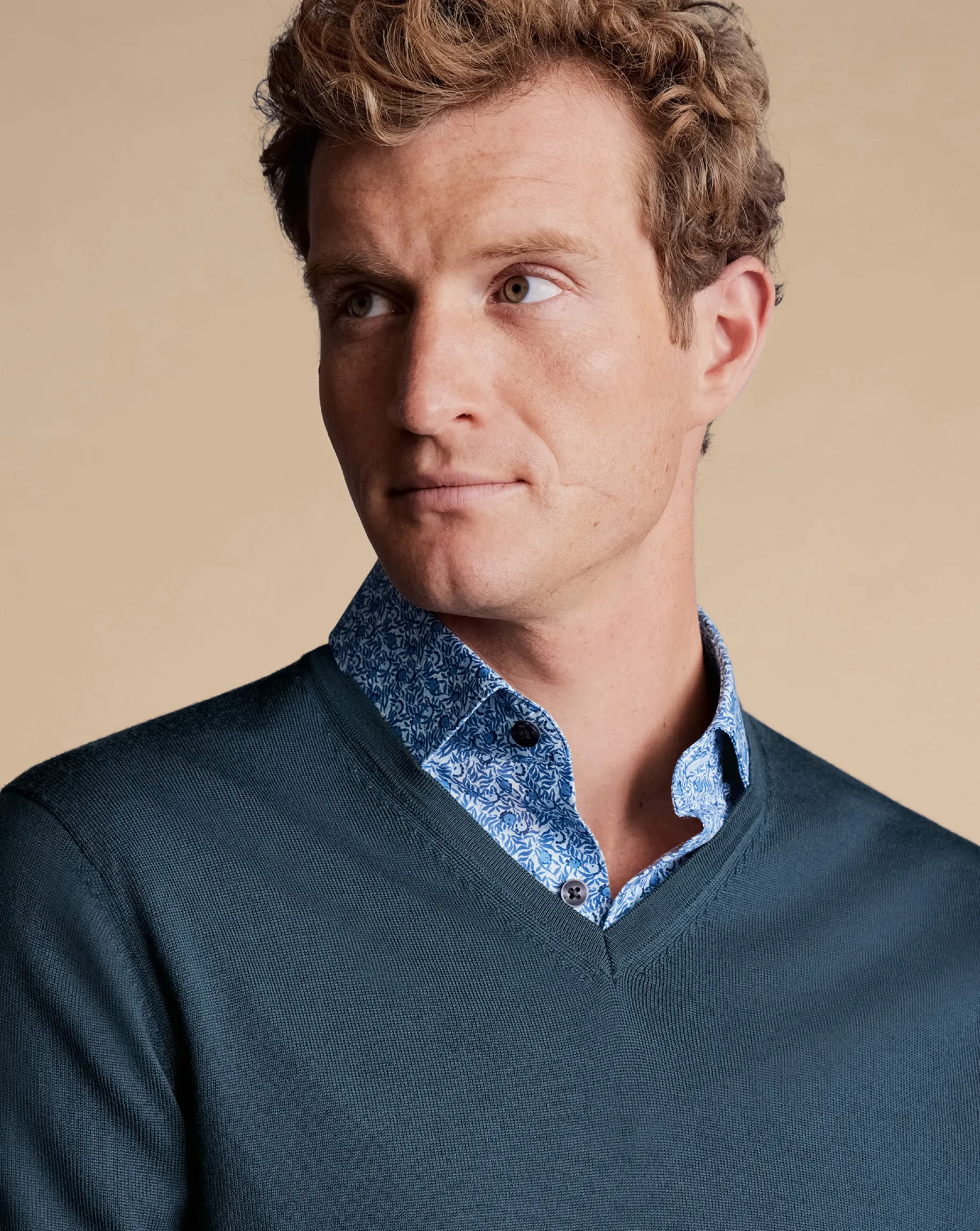 V-Neck Sweaters|Sweaters<Charles Tyrwhitt Merino V-Neck Sweater - Petrol Blue