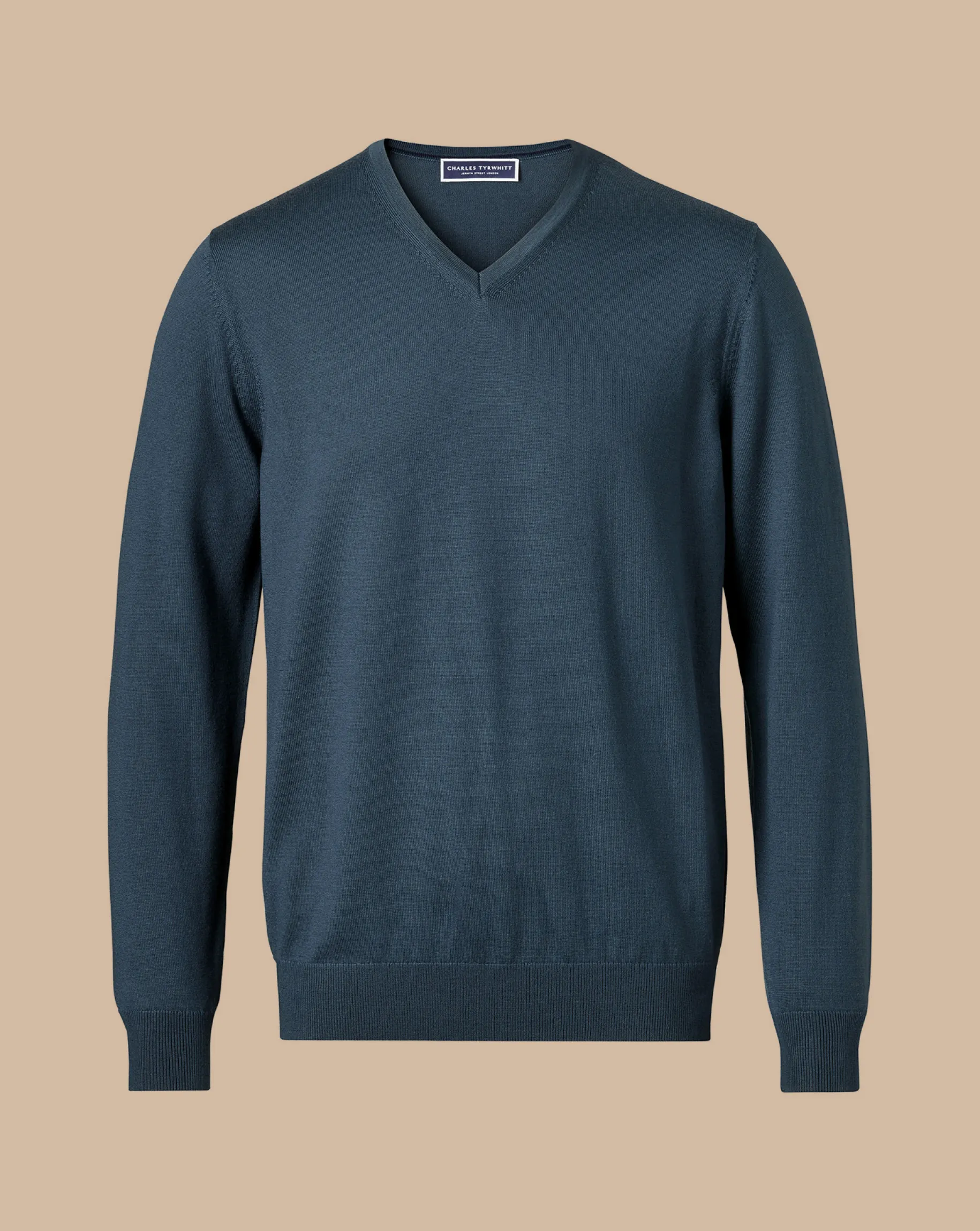 V-Neck Sweaters|Sweaters<Charles Tyrwhitt Merino V-Neck Sweater - Petrol Blue