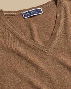 V-Neck Sweaters|Sweaters<Charles Tyrwhitt Merino V-Neck Sweater - Sand