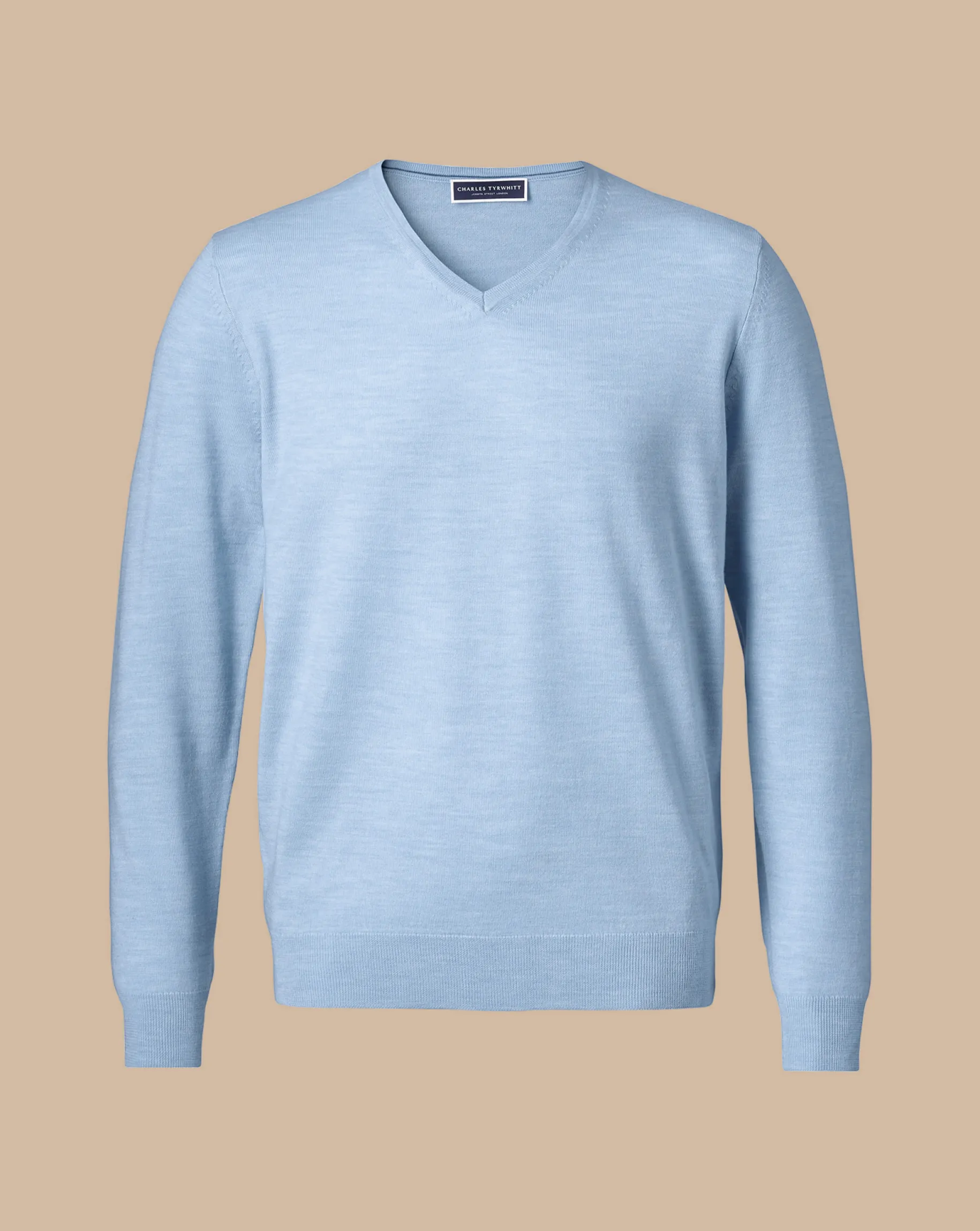 V-Neck Sweaters|Sweaters<Charles Tyrwhitt Merino V-Neck Sweater - Blue Sky