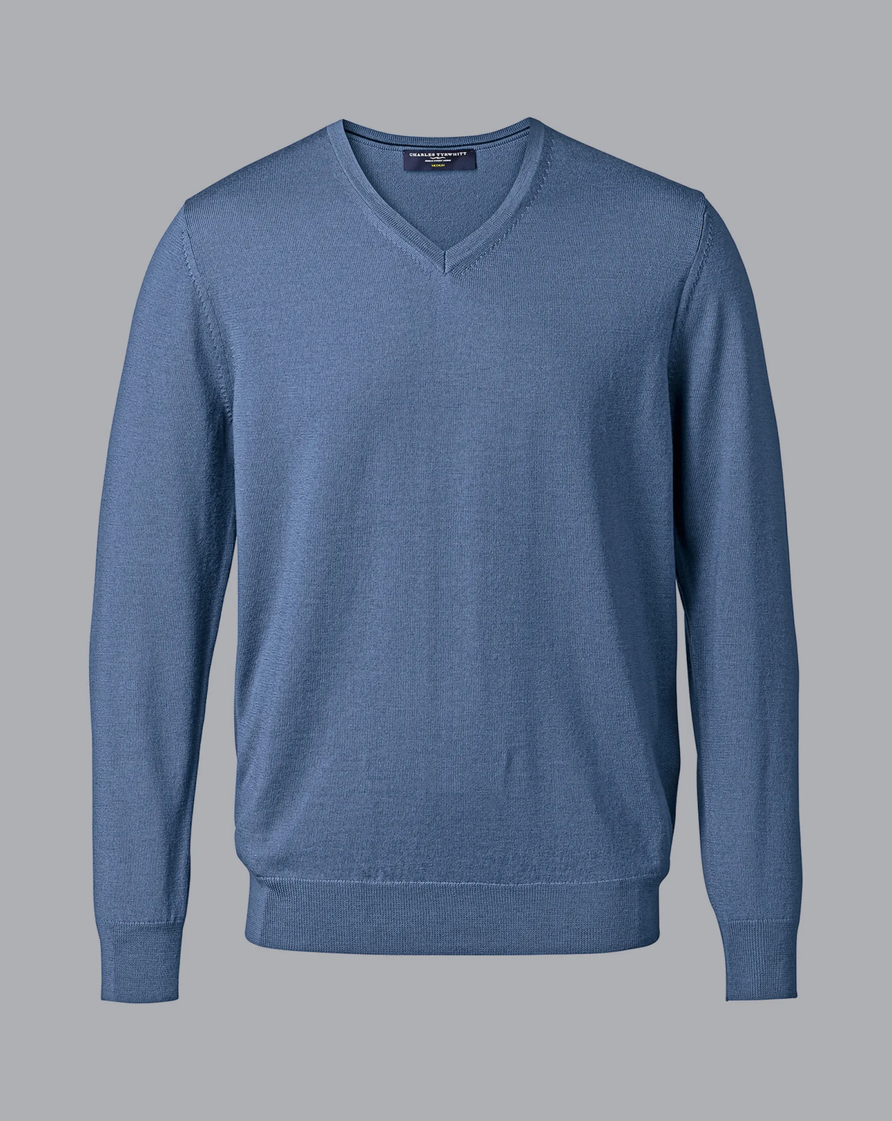 V-Neck Sweaters|Sweaters<Charles Tyrwhitt Merino V-Neck Sweater - Steel Blue