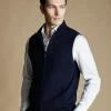 Cardigans|Vests<Charles Tyrwhitt Merino Zip Through Vest - Navy