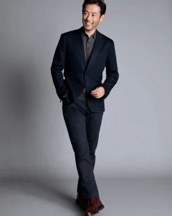 Coats & Jackets|Blazers<Charles Tyrwhitt Micro Check Italian Jersey Jacket - Navy