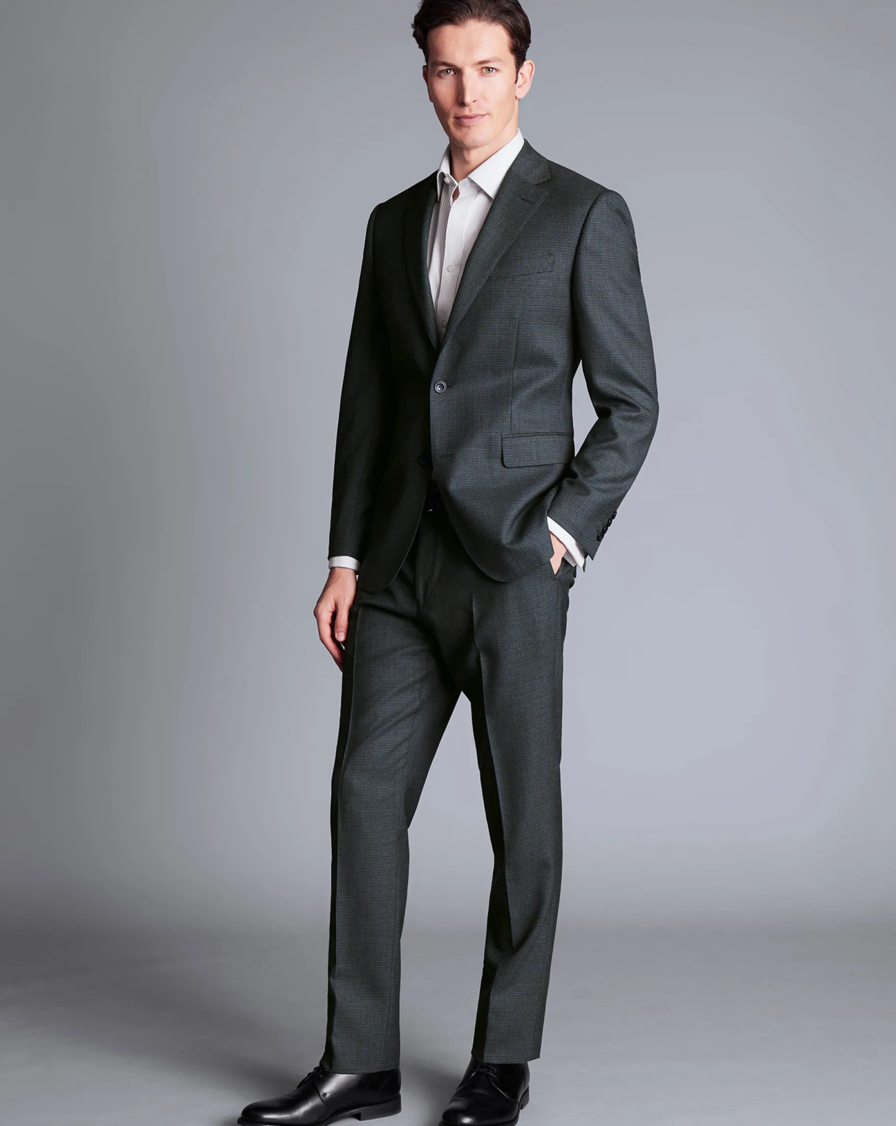 Suit Pants|Pants & Shorts<Charles Tyrwhitt Micro Check Suit Pants - Dark Grey