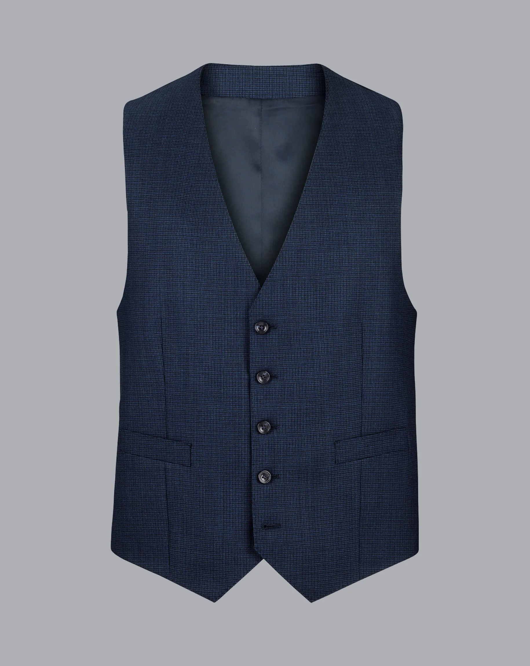Vests<Charles Tyrwhitt Micro Check Suit Vest - Ink Blue