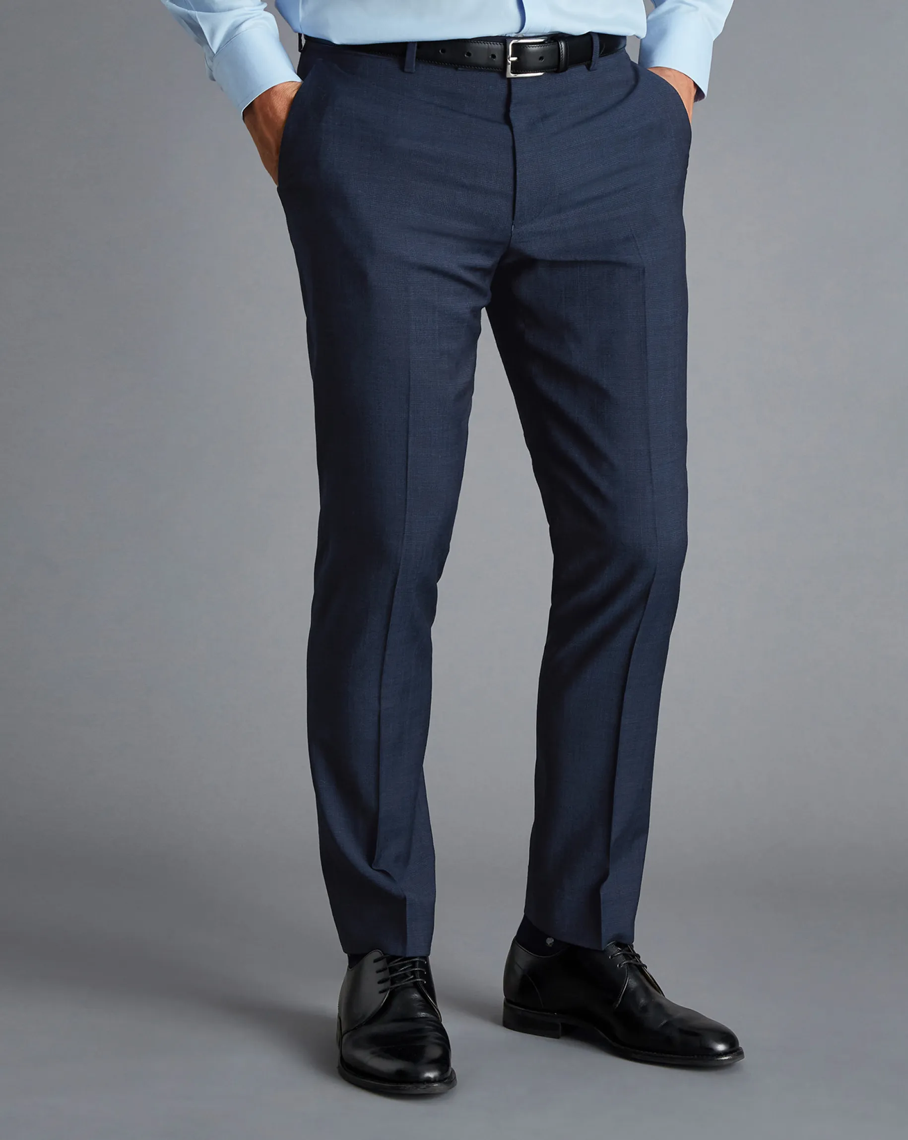 Suit Pants|Pants & Shorts<Charles Tyrwhitt Micro Texture Birdseye Travel Suit Pants - Ink Blue