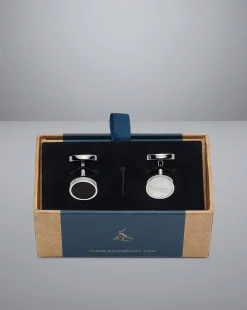 Black Tie|Cufflinks<Charles Tyrwhitt Mother of Pearl and Onyx Evening Cufflinks - Silver
