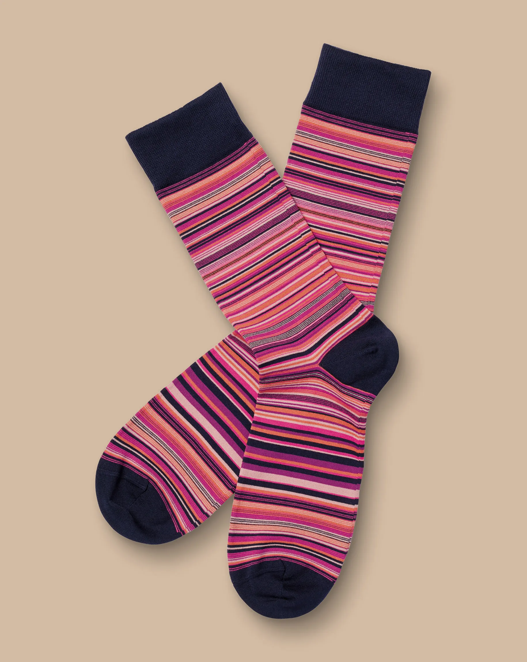 Socks<Charles Tyrwhitt Multi Fine Stripe Socks - Bright Pink