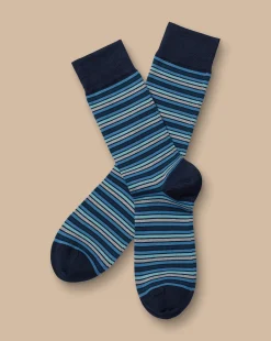 Socks<Charles Tyrwhitt Multi Stripe Socks - Mid Blue