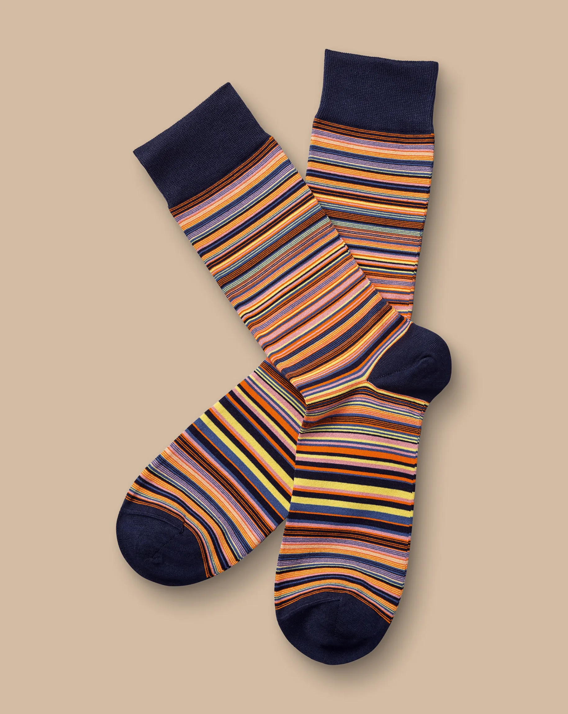 Socks<Charles Tyrwhitt Multi Stripe Socks - Orange