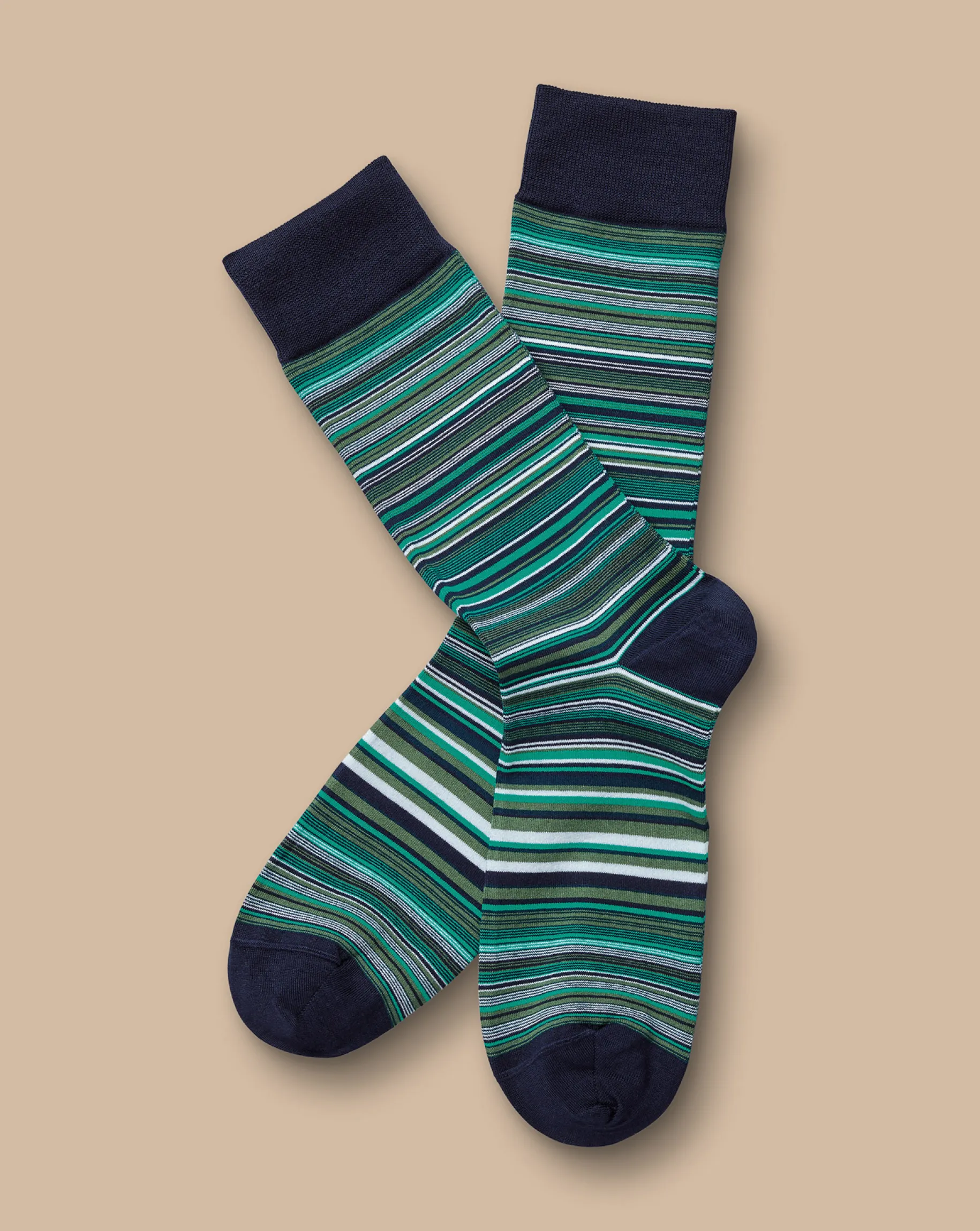 Socks<Charles Tyrwhitt Multi Stripe Socks - Green Teal