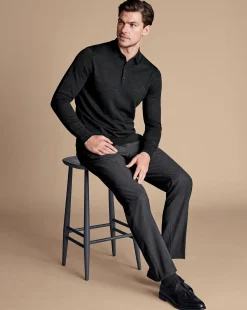 Suit Pants<Charles Tyrwhitt Natural Stretch Twill Suit Pants - Charcoal
