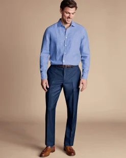 Suit Pants|Pants & Shorts<Charles Tyrwhitt Natural Stretch Twill Suit Pants - Mid Blue