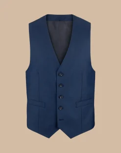 Vests<Charles Tyrwhitt Natural Stretch Twill Suit Vest - Blue Royal