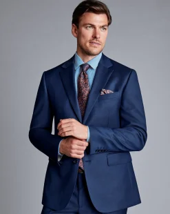 Suit Jackets|Blazers<Charles Tyrwhitt Natural Stretch Twill Suit Jacket - Mid Blue