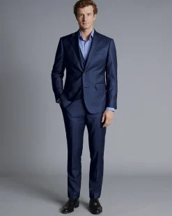 Vests<Charles Tyrwhitt Natural Stretch Twill Suit Vest - Mid Blue