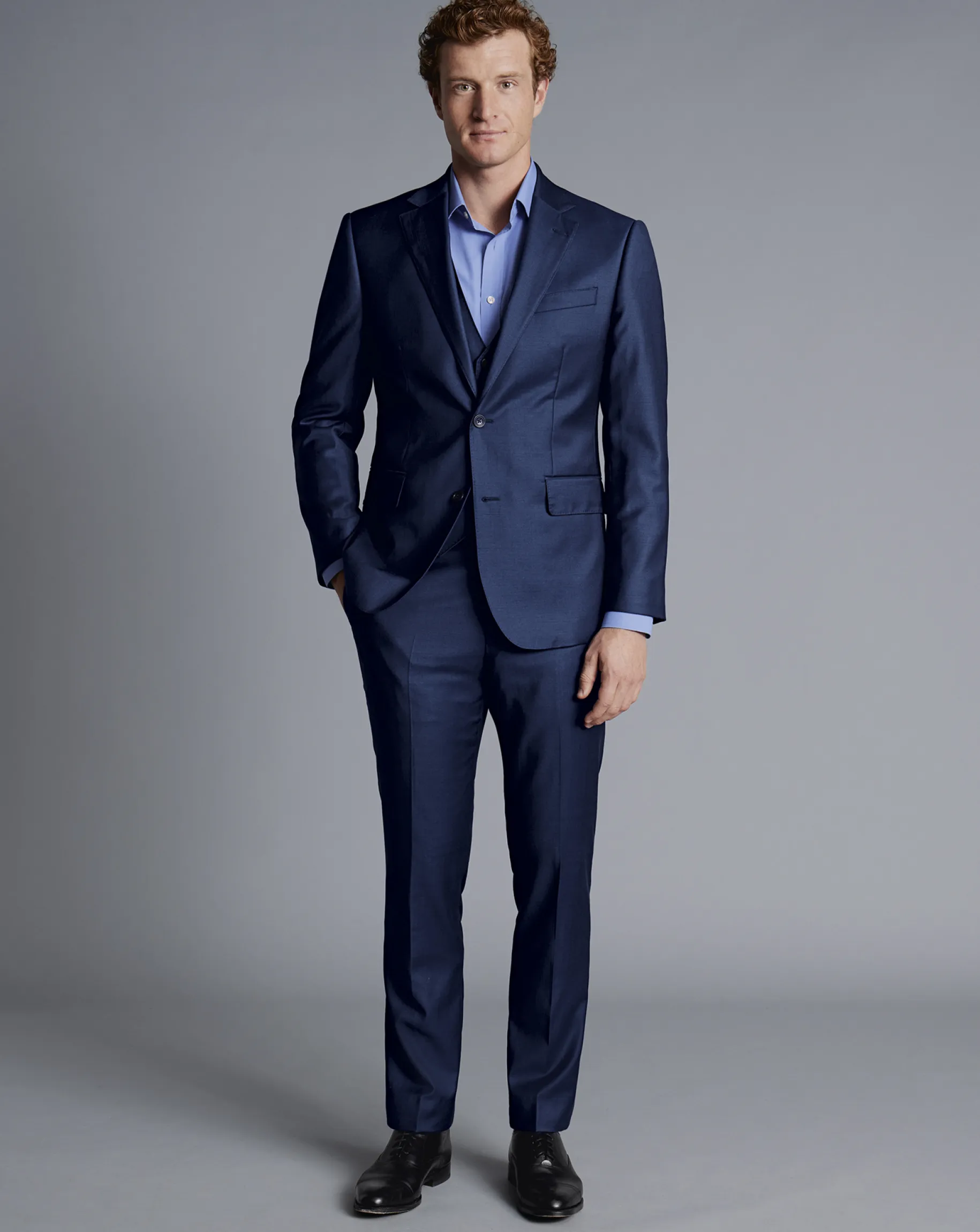 Vests<Charles Tyrwhitt Natural Stretch Twill Suit Vest - Mid Blue