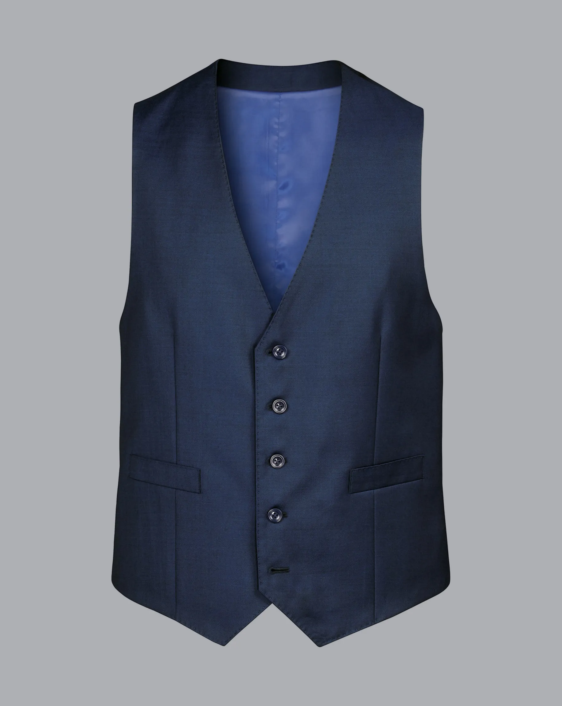 Vests<Charles Tyrwhitt Natural Stretch Twill Suit Vest - Mid Blue