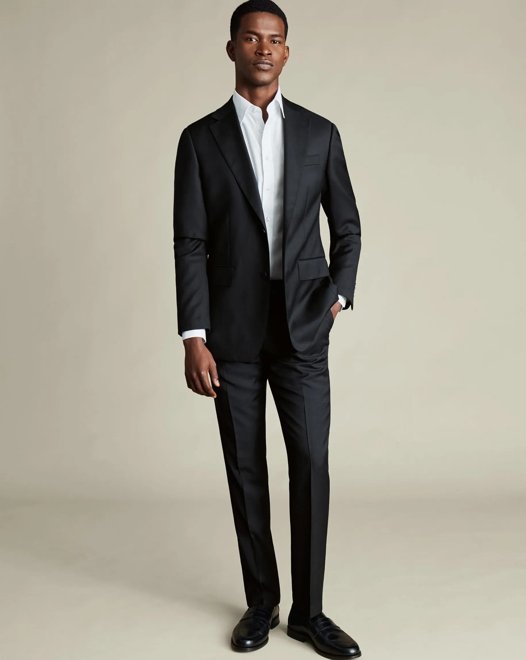 Suit Pants<Charles Tyrwhitt Natural Stretch Twill Suit Pants - Black