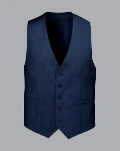 Vests<Charles Tyrwhitt Natural Stretch Twill Suit Vest - Royal Blue