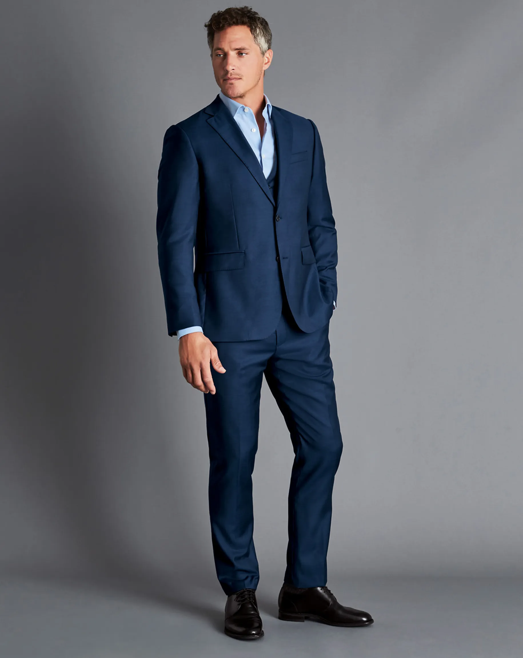 Vests<Charles Tyrwhitt Natural Stretch Twill Suit Vest - Royal Blue