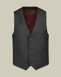 Vests<Charles Tyrwhitt Natural Stretch Twill Vest - Charcoal Charcoal Grey