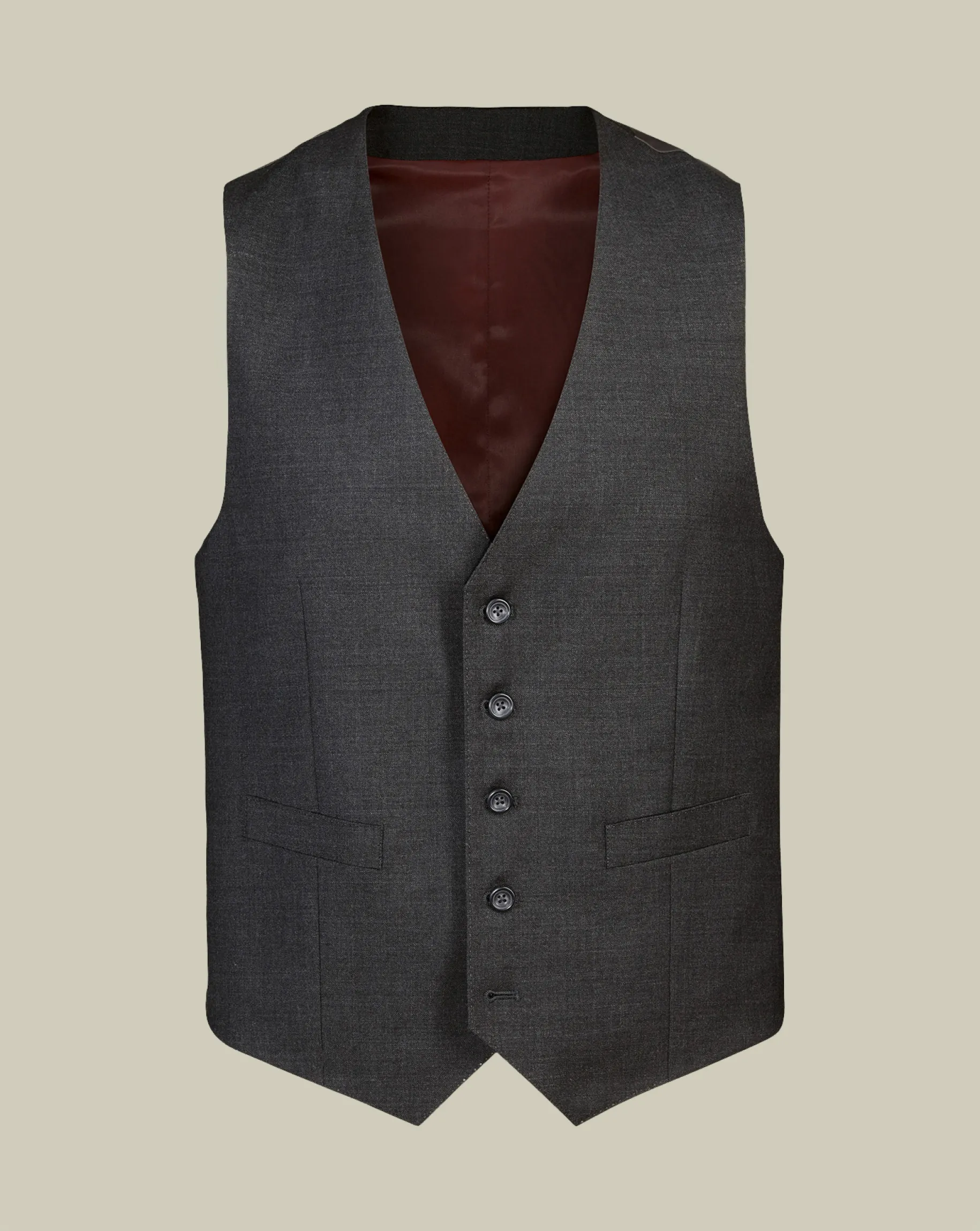 Vests<Charles Tyrwhitt Natural Stretch Twill Vest - Charcoal Charcoal Grey
