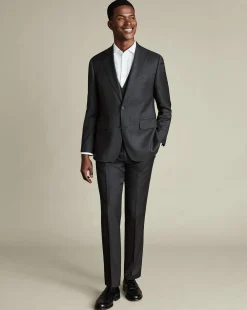 Vests<Charles Tyrwhitt Natural Stretch Twill Vest - Charcoal Charcoal Grey