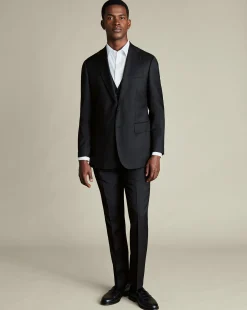Vests<Charles Tyrwhitt Natural Stretch Twill Vest - Black