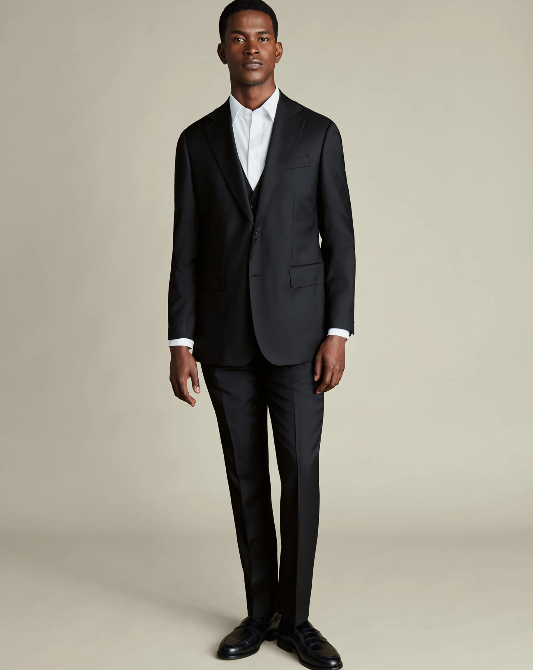 Vests<Charles Tyrwhitt Natural Stretch Twill Vest - Black