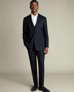 Vests<Charles Tyrwhitt Natural Stretch Twill Vest - Navy