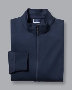 Golf Collection|Blue Sweaters<Charles Tyrwhitt Performance Funnel Neck Jacket Navy