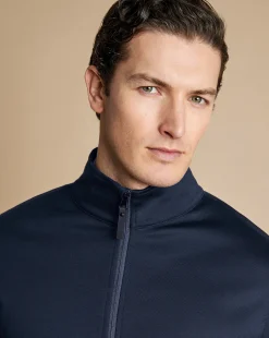 Golf Collection|Blue Sweaters<Charles Tyrwhitt Performance Funnel Neck Jacket Navy