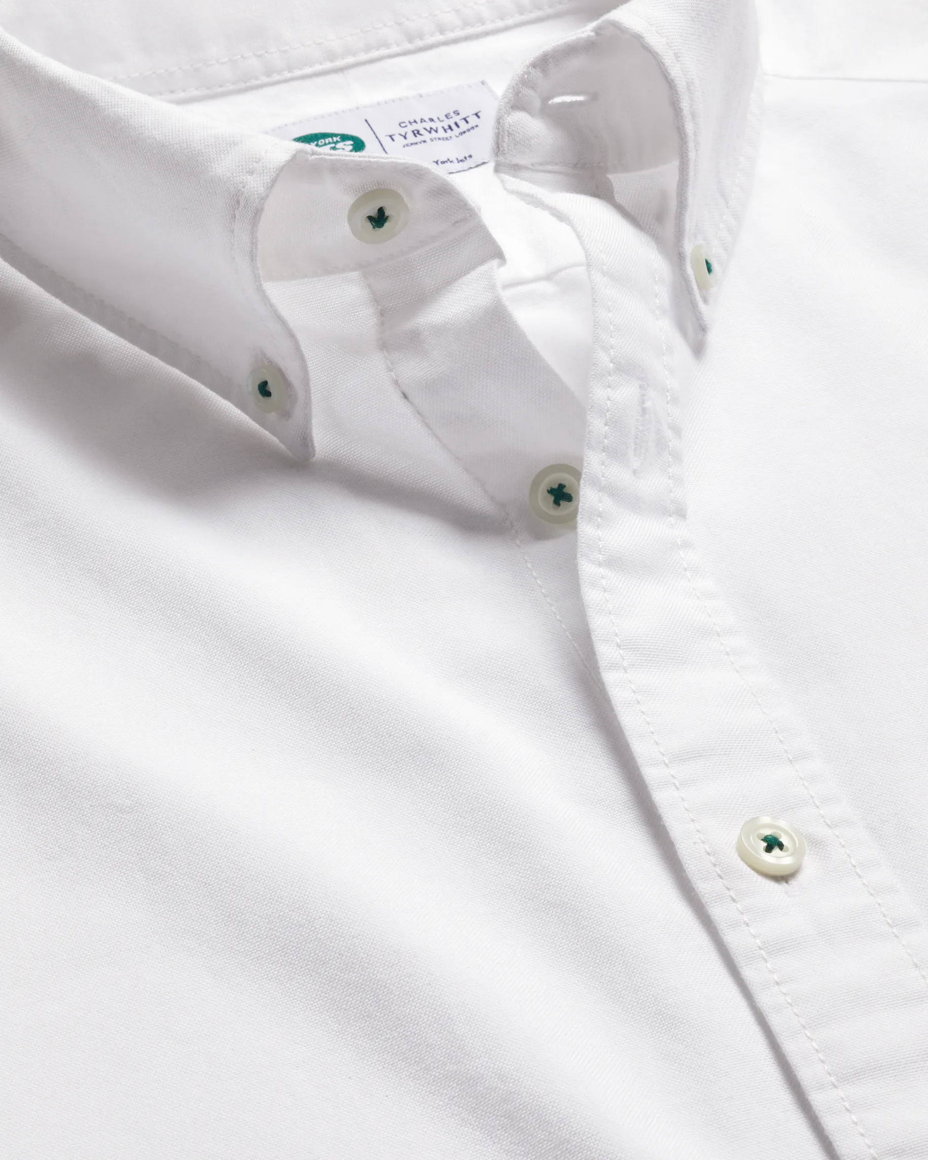 Casual Shirts|White Shirts<Charles Tyrwhitt New York Jets Button-Down Collar Washed Oxford Shirt - White