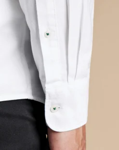 Casual Shirts|White Shirts<Charles Tyrwhitt New York Jets Button-Down Collar Washed Oxford Shirt - White