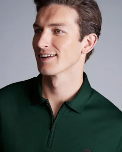 green|Short Sleeve polos<Charles Tyrwhitt New York Jets Cotton Jersey Polo - Dark Green